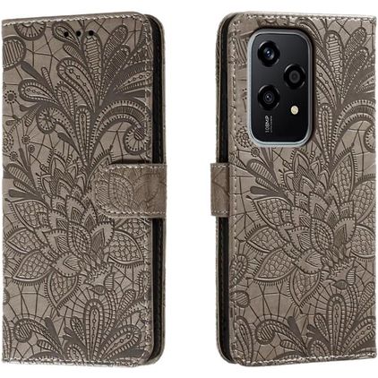 Mobigear Flowers HONOR 200 Lite Funda tipo libro Cartera - Gris