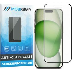 Mobigear Premium iPhone 15 Plus Härdat glas Skärmskydd Antireflex - Skalvänligt - Svart