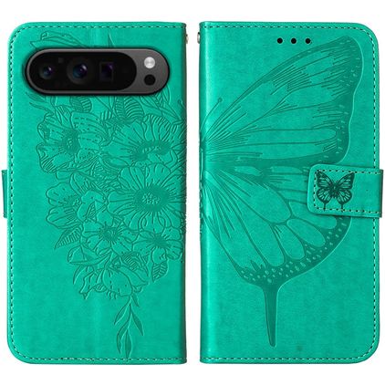 Mobigear Butterfly Google Pixel 9 Pro Etui z klapką typu portfel - Zielony