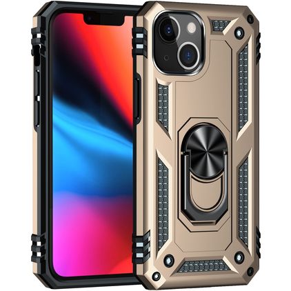 Mobigear Armor Ring iPhone 13 Mini Hårdt Bagsidecover Stødsikkert med ringholder - Guld