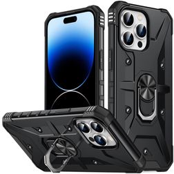 Mobigear Armor Ring iPhone 14 Pro Hard Case Back cover Shockproof with Ring Holder - Black