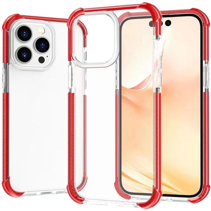 Mobigear Full Bumper iPhone 14 Pro Hårdt Bagsidecover Stødsikkert - Gennemsigtig / Rød