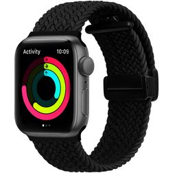 Mobigear Braided Mag Nylon Apple Watch Řemínek Magnetické zapínání - 49/46/45/44 mm - Černá