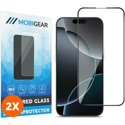 Mobigear Premium iPhone 16 Pro Cristal templado Protector de pantalla - Compatible con fundas - Negro (pack de 2)