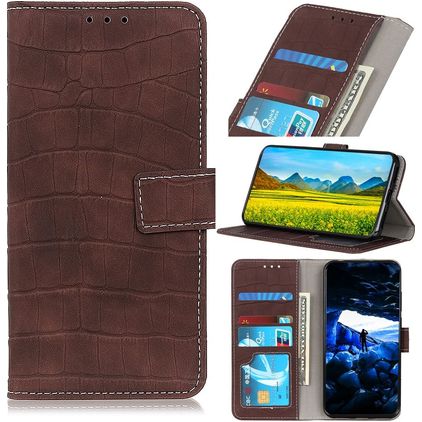 Mobigear Croco iPhone 13 Pro Max Wallet case - Brown