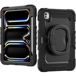 Mobilize Rotating Defender iPad Pro 11 cali (2025) Etui Tworzywo sztuczne / Silikon Etui plecki + Pasek na ramię + Podstawka - Czarny