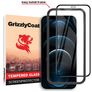 GrizzlyCoat Easy Fit iPhone 12 Pro Max Tempered Glass Screen Protector - Case Friendly + Installation Frame - Black