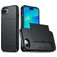 Mobigear Card iPhone 16e Funda Plástico rígido Carcasa Antigolpes con tarjetero - Negro