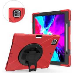 Mobigear SureGrip XGuard iPad Air 13 polegadas (2025) Capa Plástico rígido / Silicone Capa traseira + Suporte para caneta stylus + Alça de ombro + Suporte - Vermelho