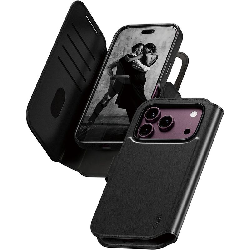 CARE by PanzerGlass Tango Two-in-One iPhone 18 Pro MagSafe Cover Aftageligt 2-i-1-pungetui med Seddelrum - Sort