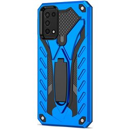 Mobigear Armor Stand Samsung Galaxy A03s Funda Plástico rígido Carcasa Antigolpes con soporte - Azul