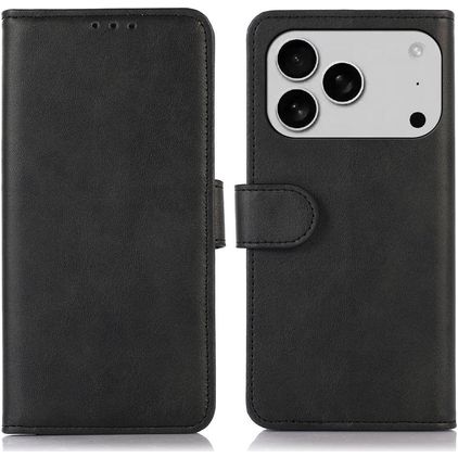Mobigear Wallet iPhone 18 Pro Max Lompakkokotelo + Setelitasku - Musta
