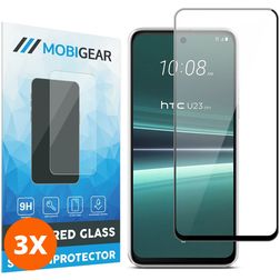 Mobigear Premium HTC U23 Pro Glas Skærmbeskytter - Case Friendly - Sort (3-pak)