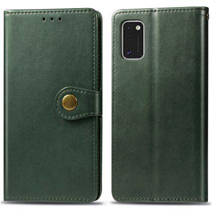 Mobigear Snap Button Samsung Galaxy A41 Lompakkokotelo + Setelitasku - Vihreä