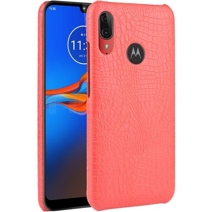 Mobigear Croco Motorola Moto E6 Plus Bagsidecover - Rød