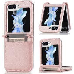 Mobigear Excellent Samsung Galaxy Z Flip 5 Fodral Hårdplast Skal med korthållare - Roséguld