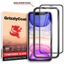 GrizzlyCoat Easy Fit iPhone 11 Vidro temperado Película de ecrã - Compatível com capas + Moldura de instalação - Preto