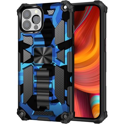 Mobigear Armor Stand iPhone 13 Pro Max Funda Plástico rígido Carcasa Antigolpes con soporte - Azul