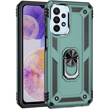 Mobigear Armor Ring Samsung Galaxy A23 Hårdt Bagsidecover Stødsikkert med ringholder - Grøn
