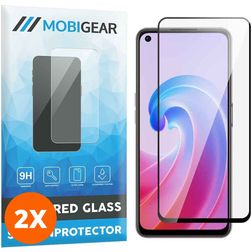 Mobigear Premium OPPO A96 Tempered Glass Screen Protector - Case Friendly - Black (3-Pack)