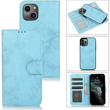 Mobigear Wallet iPhone 15 Plus Cover Aftageligt 2-i-1-pungetui med Seddelrum - Blå