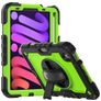 Mobigear SureGrip Xtreme iPad Mini 7 (2024) Case Plastic / Silicone Back cover + Stylus Holder + Shoulder Strap + Stand - Black / Green