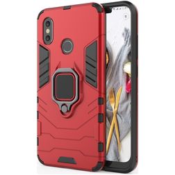 Mobigear Armor Ring Xiaomi Mi 8 Hardcase Etui plecki Wstrząsoodporne z pierścieniem - Czerwony