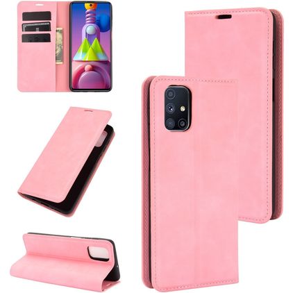 Mobigear Retro Slim Samsung Galaxy M51 Cover a libro portafoglio - Rosa