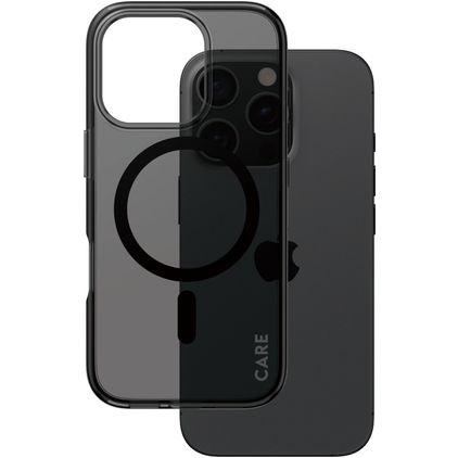 CARE by PanzerGlass Smokey iPhone 16 Pro MagSafe Kova Suojakuori - Läpinäkyvä / Musta