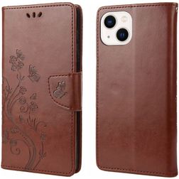 Mobigear Flowers iPhone 14 Plus Funda tipo libro Cartera - Marrón