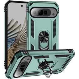 Mobigear Armor Ring Google Pixel 9 Pro XL Funda Plástico rígido Carcasa Antigolpes con anillo - Verde