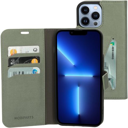 Mobiparts Classic Wallet iPhone 13 Pro Max Pungetui med Seddelrum - Stone Green