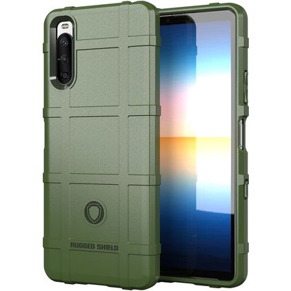 Mobigear Rugged Shield Sony Xperia 10 III Fleksibel TPU Bagsidecover Stødsikkert - Grøn