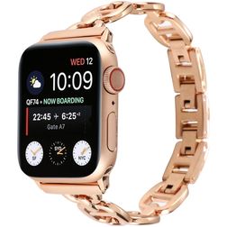 Mobigear Paris Correa Acero inoxidable Cierre de mariposa para Apple Watch - 49/46/45/44 mm - Oro rosa