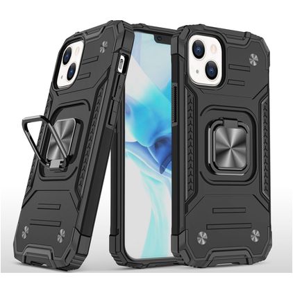 Mobigear Armor Ring iPhone 13 Pro Funda Plástico rígido Carcasa Antigolpes con anillo - Negro