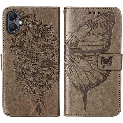 Mobigear Butterfly Samsung Galaxy A05 Plånboksfodral med sedelfack - Grå
