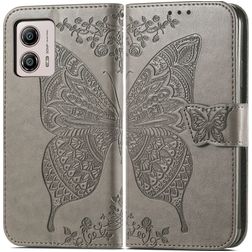 Mobigear Butterfly Motorola Moto G53 5G Capa livro Carteira - Cinzento