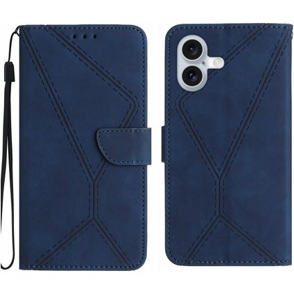 Mobigear Stitch iPhone 17 Knížkové pouzdro Peněženka - Modrá