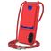 Mobigear Lanyard Card iPhone 16 Plus Silicone Cover con cordino e portacarte - Rosso