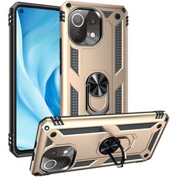 Mobigear Armor Ring Xiaomi Mi 11 Lite Hårdt Bagsidecover Stødsikkert med ringholder - Guld