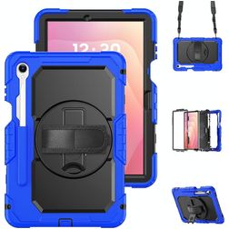 Mobigear SureGrip XGuard Samsung Galaxy Tab S11 Case Plastic / Silicone Back cover + Stylus Holder + Shoulder Strap + Stand - Dark Blue