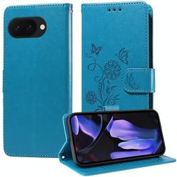 Mobigear Flowers Google Pixel 9a Funda tipo libro Cartera - Azul