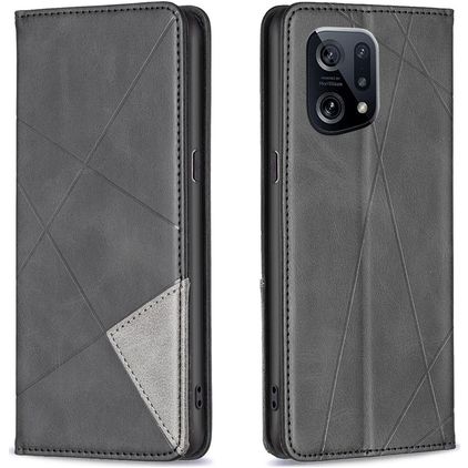 Mobigear Rhombus Slim OPPO Find X5 Capa livro - Preto