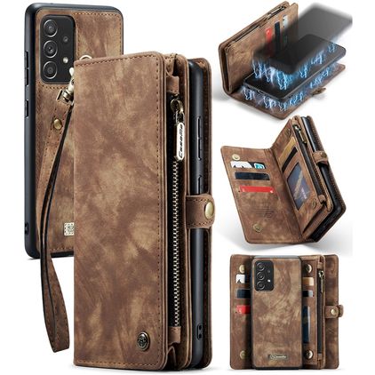 CaseMe 008 Samsung Galaxy A52s 5G Cover Aftageligt 2-i-1-pungetui med Seddelrum - Brun