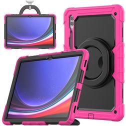 Mobigear RingGuard Samsung Galaxy Tab S10 Ultra Fodral Hårdplast / Silikon Skal + Pennhållare + Axelrem + Ställ - Magenta