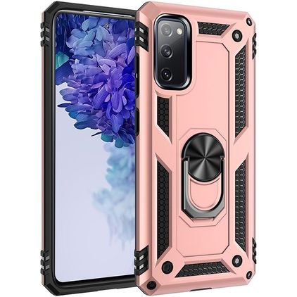 Mobigear Armor Ring Samsung Galaxy S20 FE Funda Plástico rígido Carcasa Antigolpes con anillo - Oro rosa