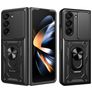 Mobigear Armor Ring Cam Slide Samsung Galaxy Z Fold 7 Kova Suojakuori Iskunkestävä + Sormuspidike + Kameran liukusuoja - Musta +