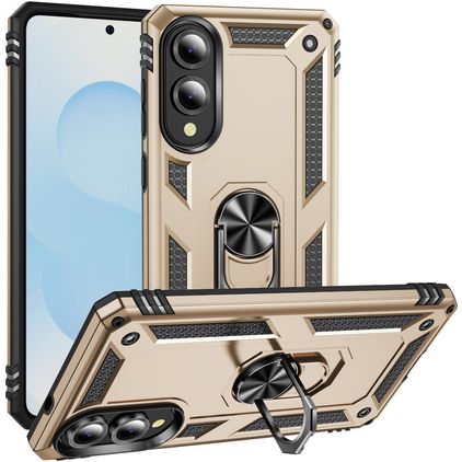 Mobigear Armor Ring Samsung Galaxy S25 Edge Funda Plástico rígido Carcasa Antigolpes con anillo - Dorado