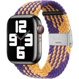 Mobigear Braided Nylon Apple Watch Cinturino Chiusura deployante - 49/46/45/44 mm - Arancione / Viola