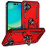 Mobigear Armor Ring iPhone 17 Tvrdý plast Zadní kryt odolný proti nárazům s prstýnkem - Červená